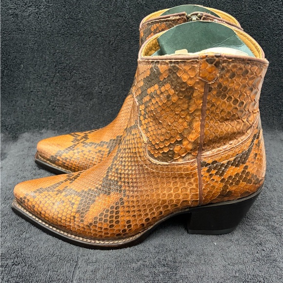 NWT Tecovas Zoey Limited Edition Saddle Brown Python Snip Toe Cowgirl Boots 6.5B - Picture 9 of 12